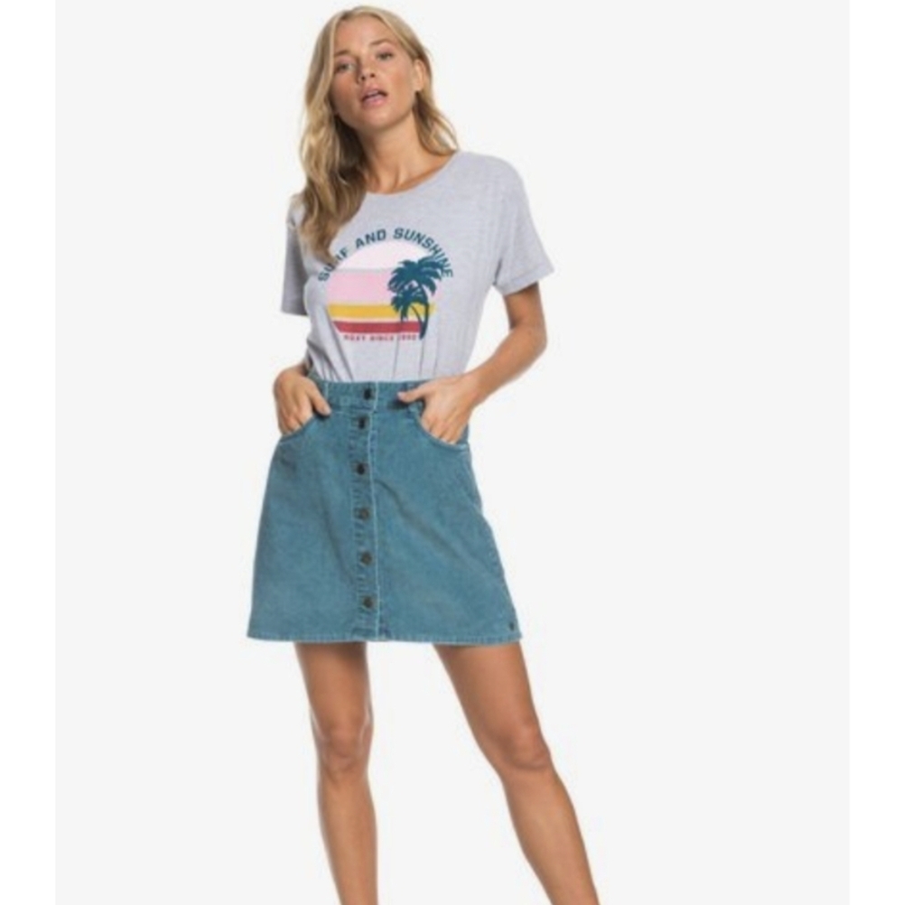 Roxy Unforgettable Corduroy Skirt, Color Dreamy Deep Dragonfly Blue Size XS-TP